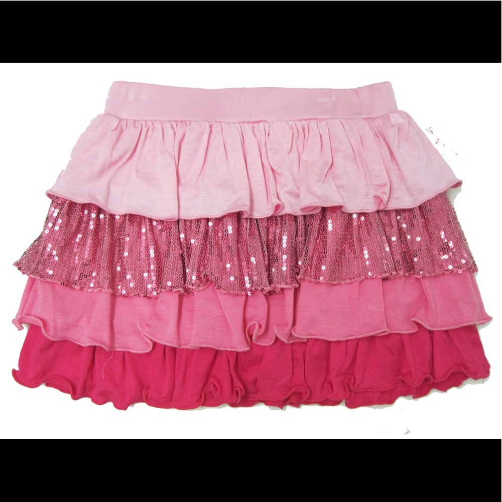 Lipstik Girls Pink Ruffle Sequin Mini Skirt